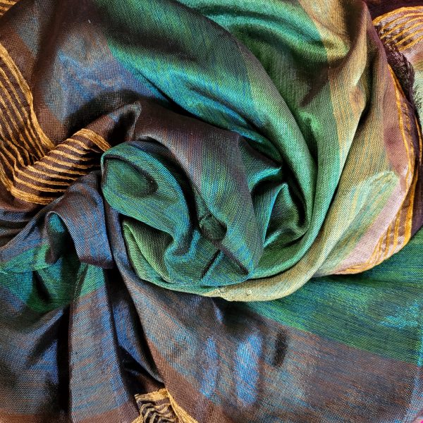 Tissu soie dégradé de verts