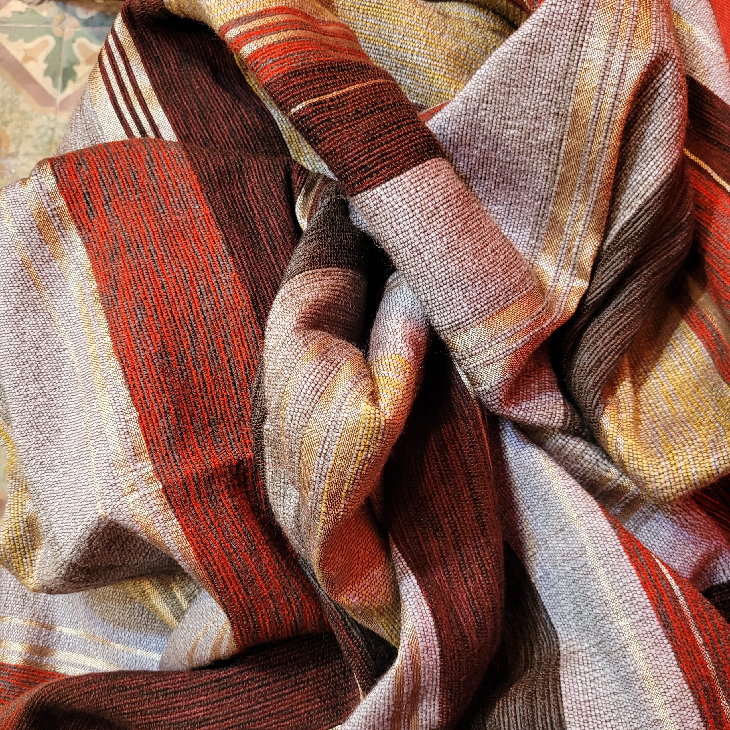 Tissu soie laine ton chaud