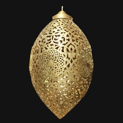 Luminaire suspendu bronze –Artisanat marocain / Forme ovale 60 cm